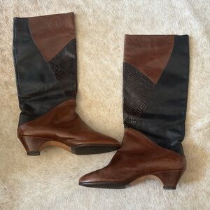 S Serena luxury leather and snakeskin boots Brown and Black size  or is size 7
